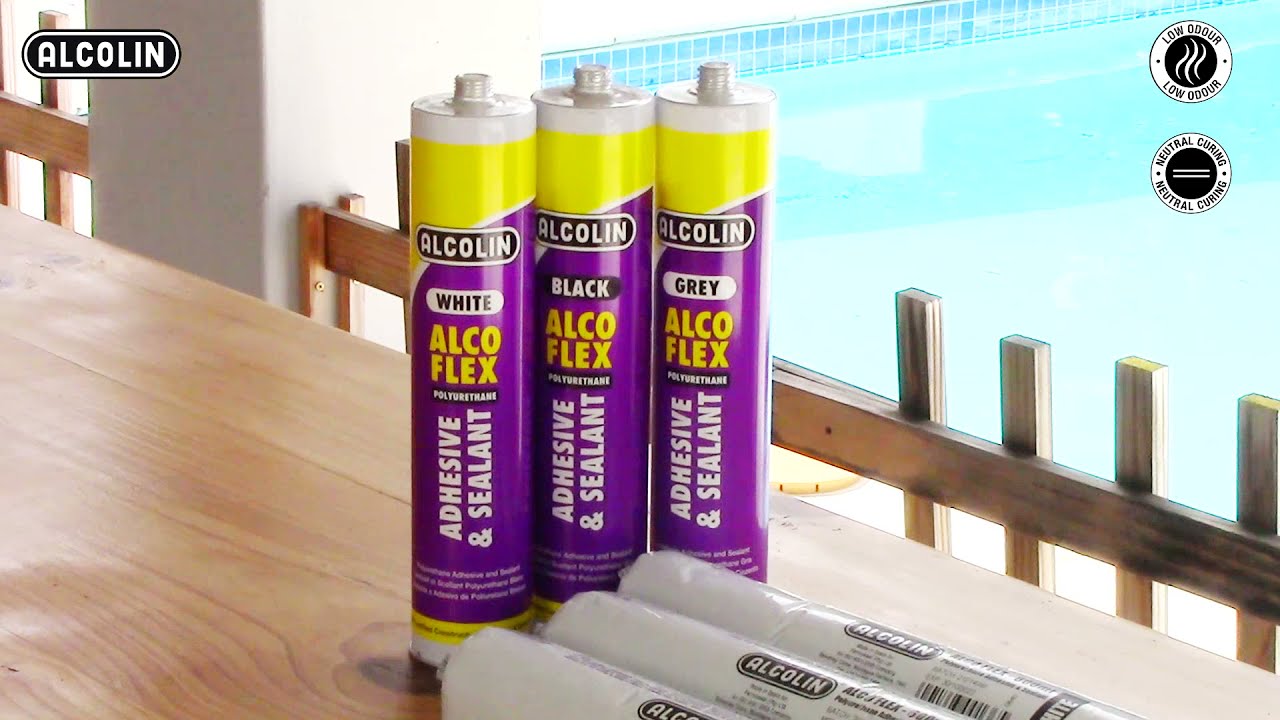 Using Alco-Flex Polyurethane Adhesive & Sealant to seal a swimming pool.