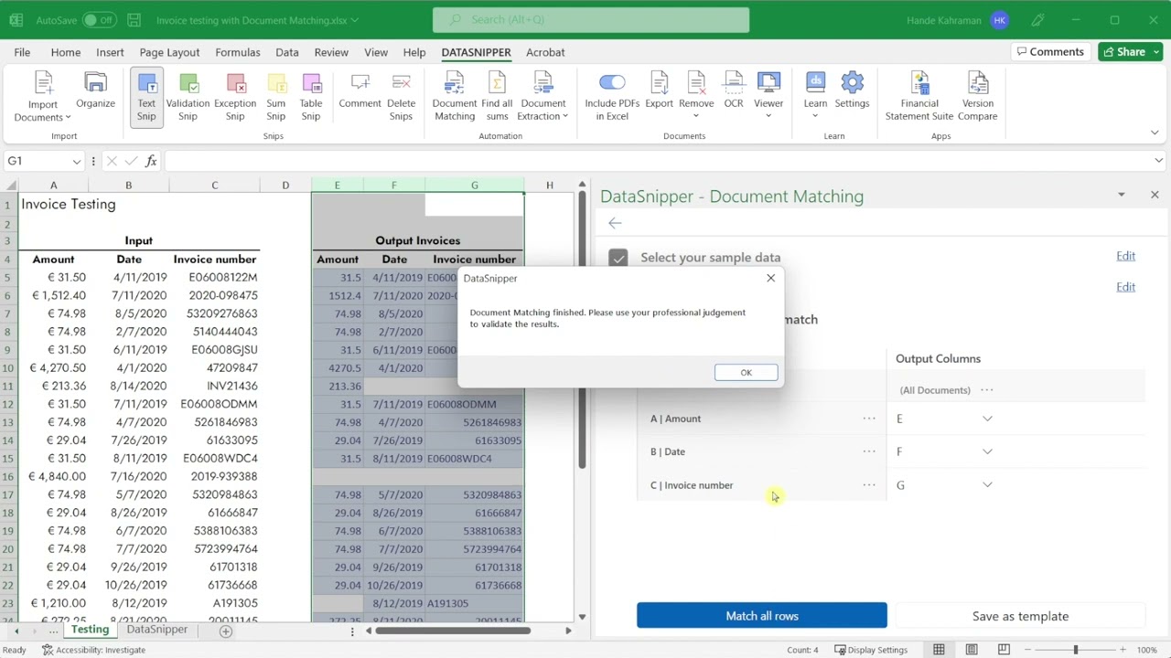 DataSnipper v5.0 - Getting started with Document Matching