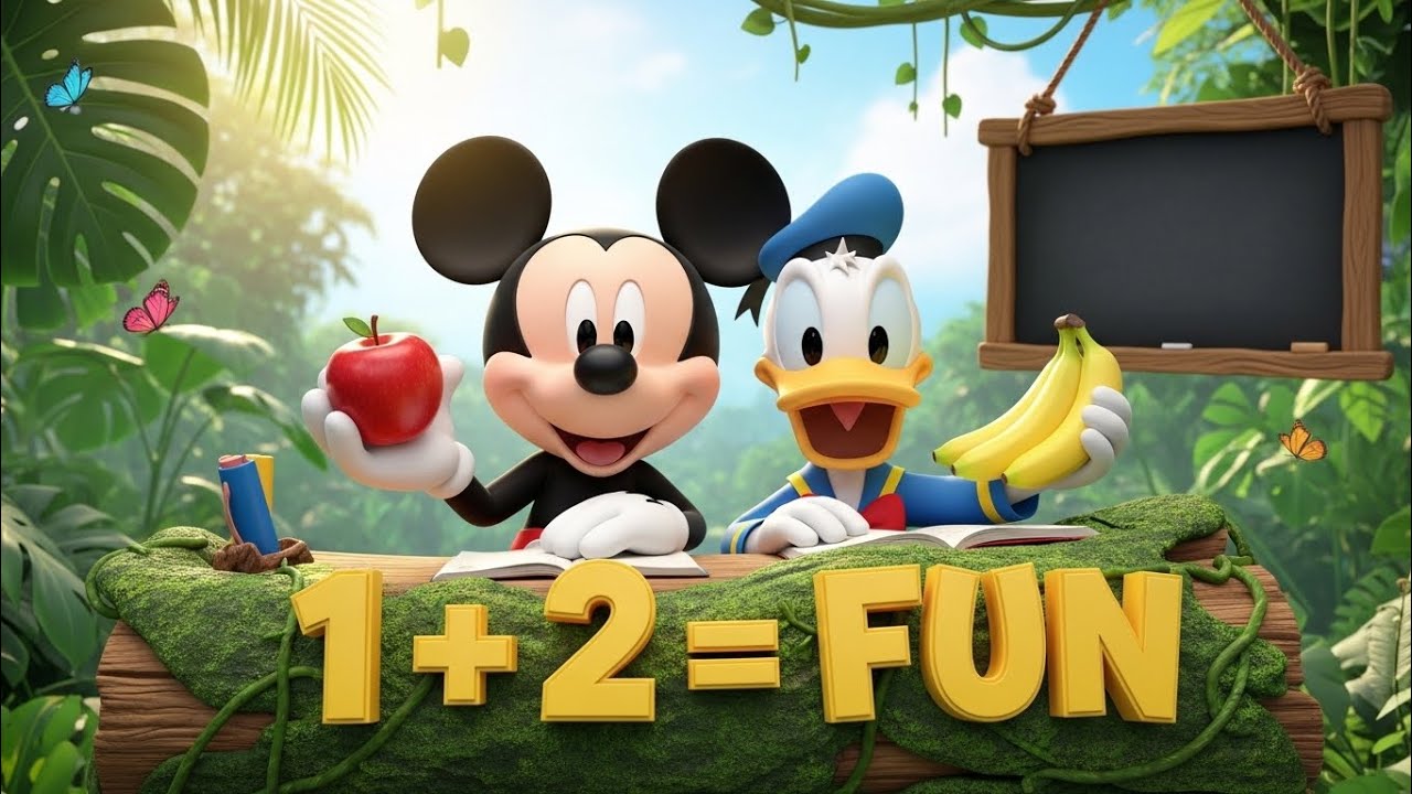 Mickey Mouse & Donald Duck Learn Numbers! 🍌 Jungle School Kids Cartoon