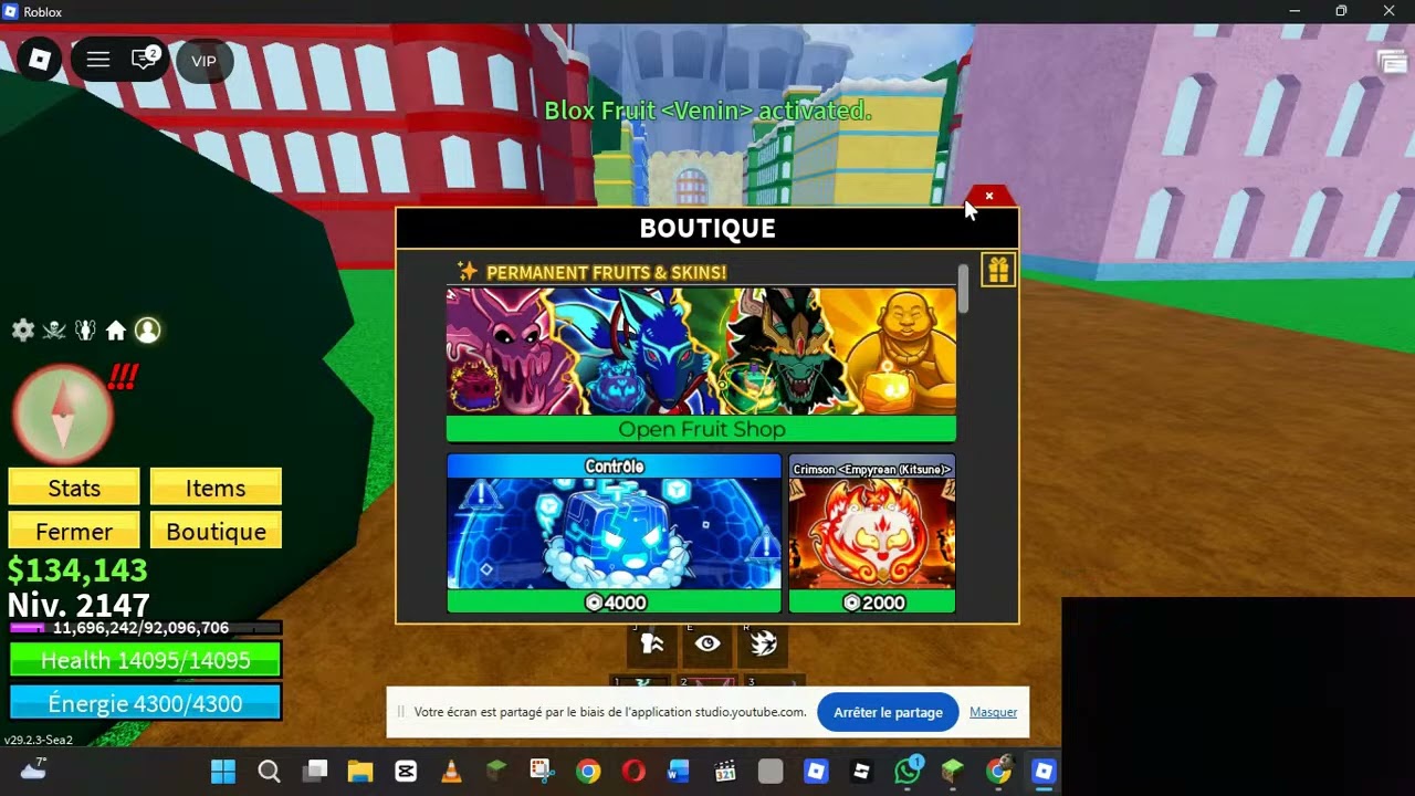 Copie de je max le fruits du venom sur blox fruits