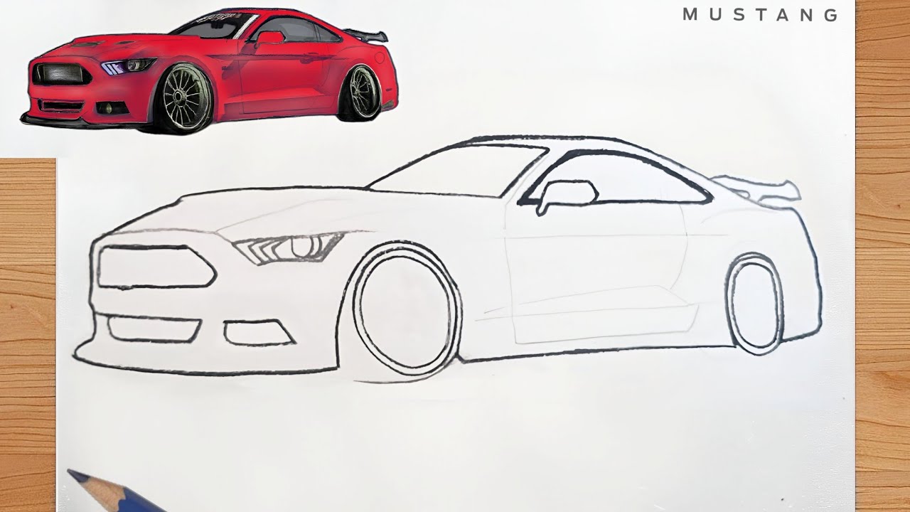 How to Draw a Ford Mustang GT – Step-by-Step Car Drawing for Beginners | Easy Car Drawing