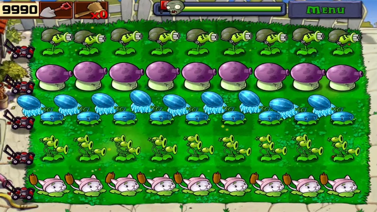 Plants Vs Zombies | Survival Day | 5 Lines of Plants Vs All Zombies Gameplay Full HD 1080p 60fps