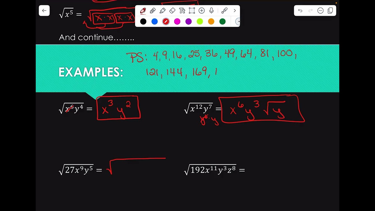 A25 Sec  8 5 D2 Sq Roots with Variables