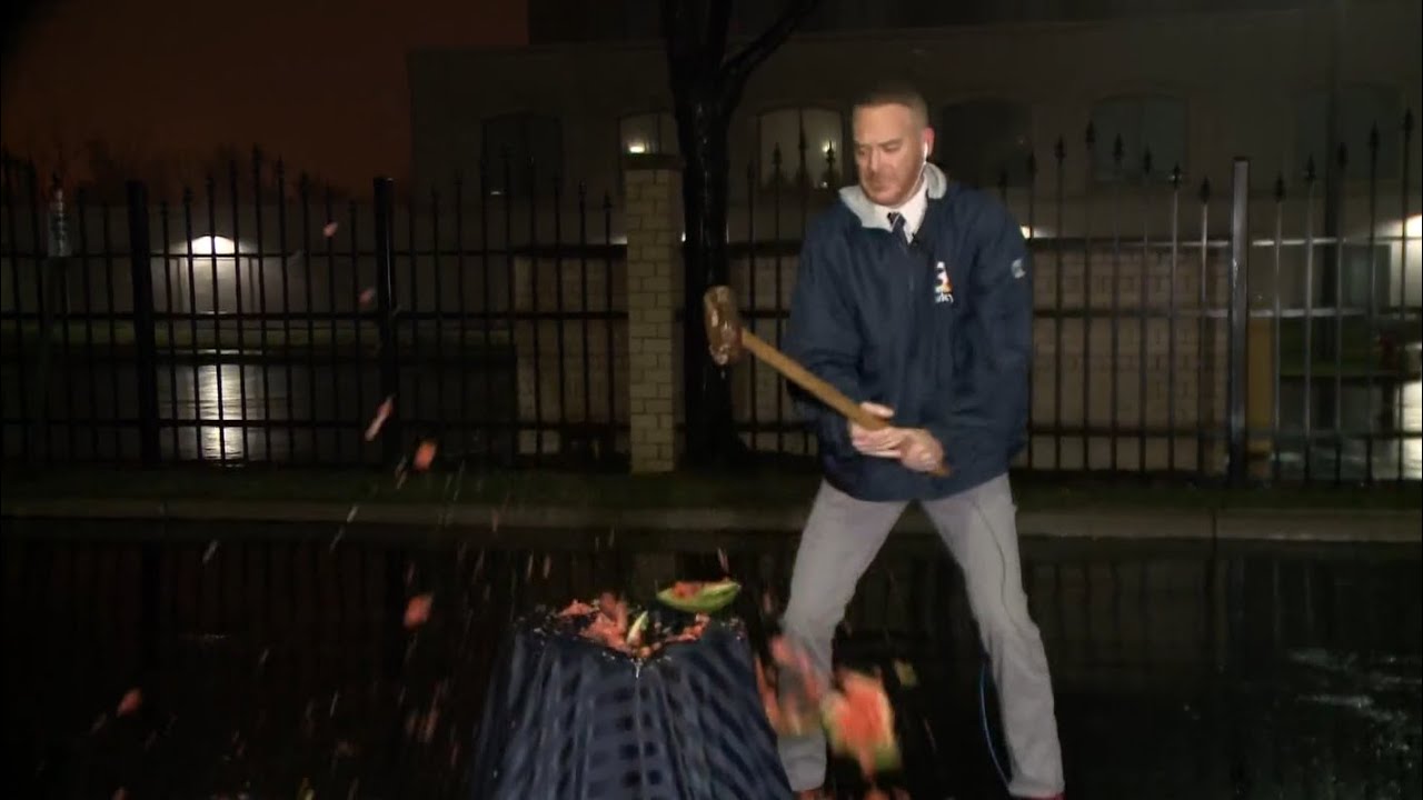 Mike Polk Jr. pays tribute to the late comedian Gallagher by destroying watermelon on live TV