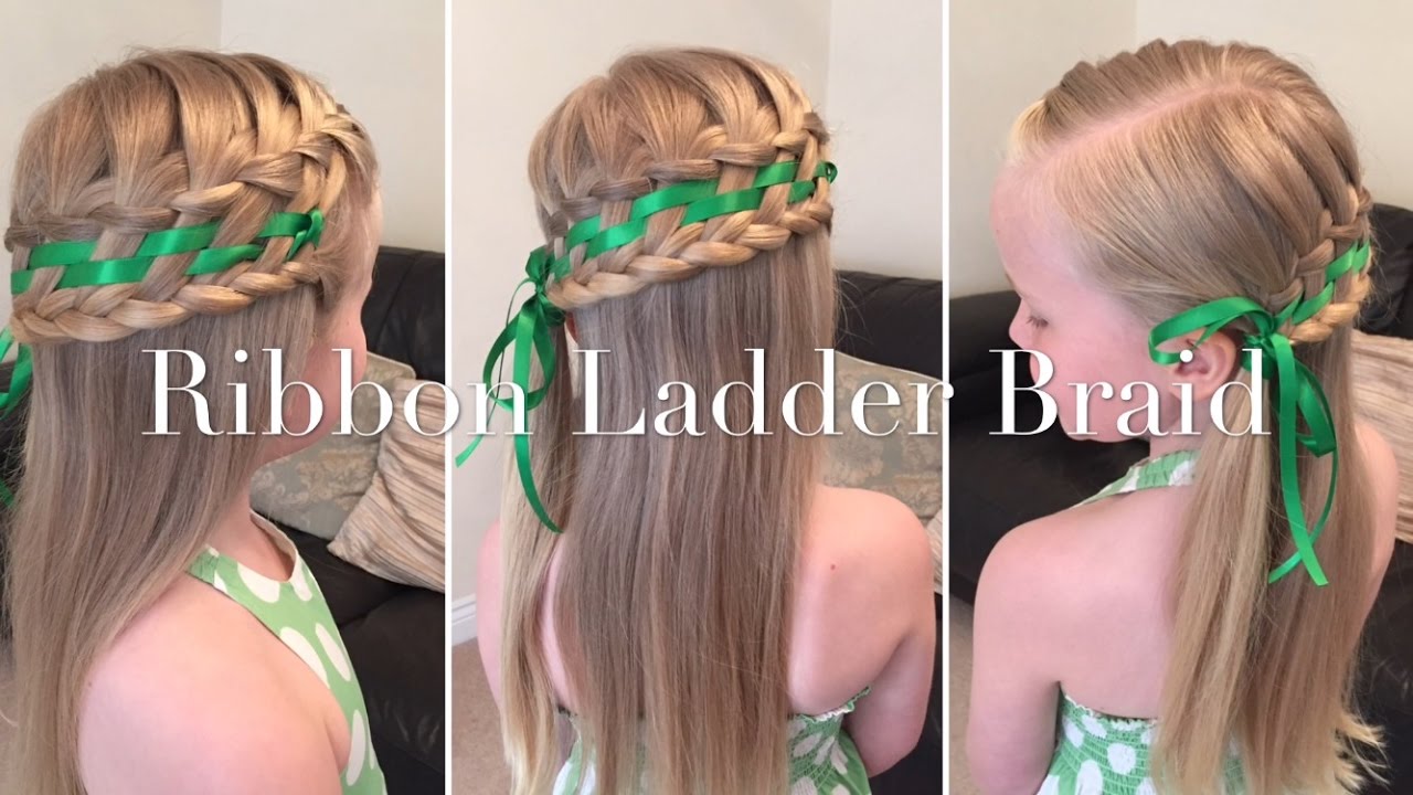 Ribbon Ladder Braid hair tutorial by two little girls hairstyles