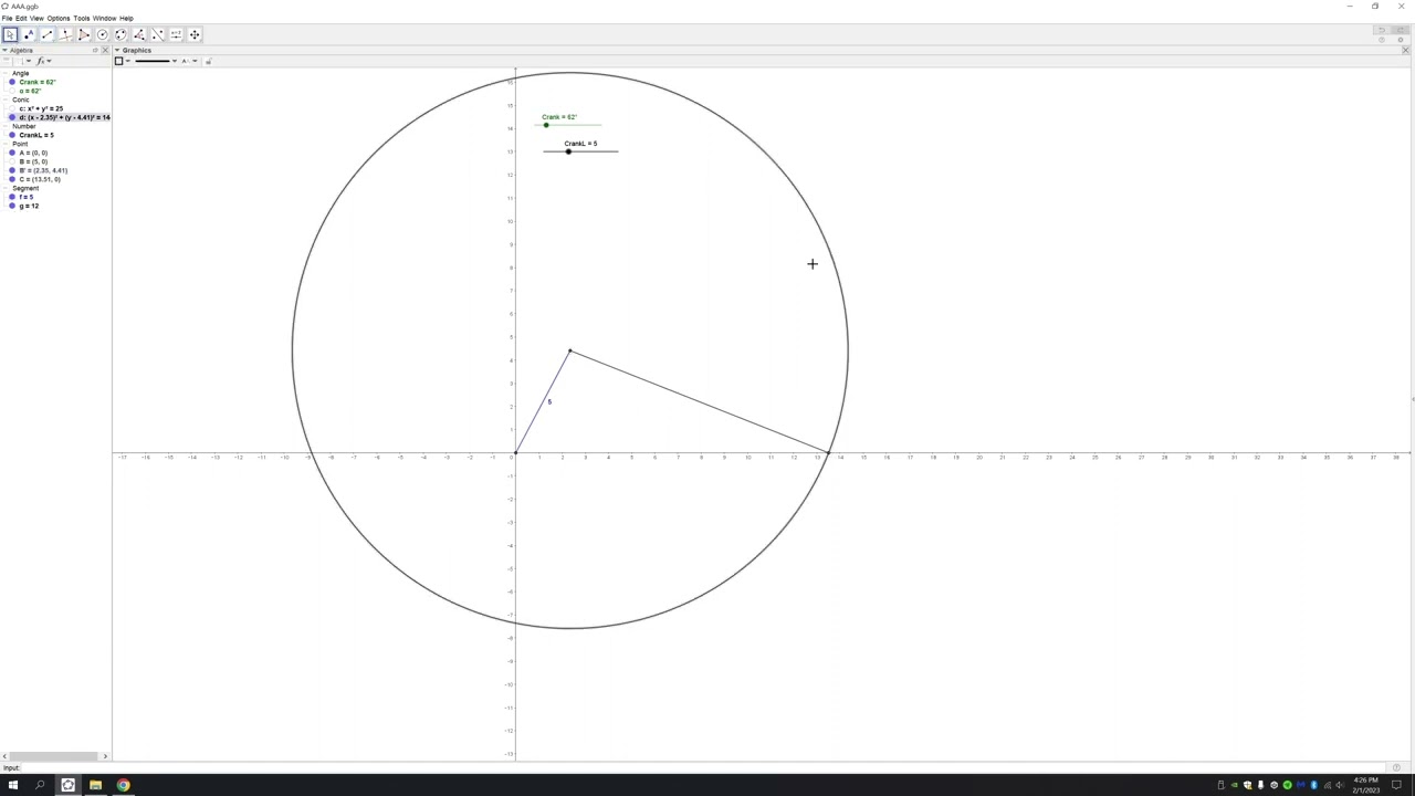Slider Crank Mechanism Using GeoGebra