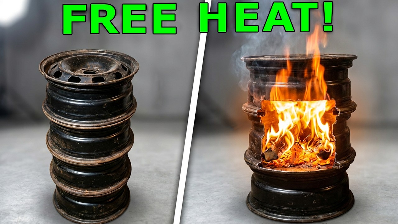 How I Built Cheapest Heater! Wood Burning Furnace. How to make wood stove from car rims