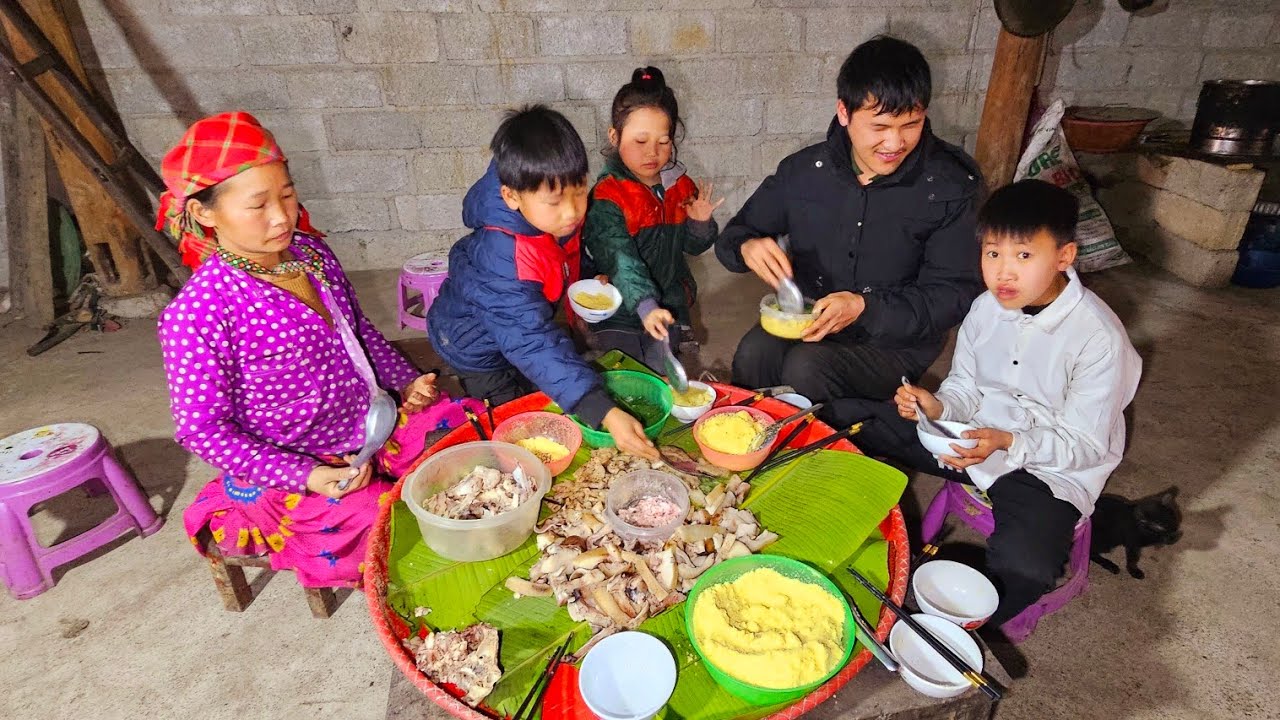 Làm cơm Tết nhà em Mù và tiến độ đường Sảng Chải B 3M đổ bê tông. Nguyễn Tất Thắng