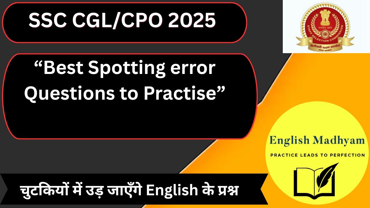 SSC CGL/CPO 2025 English Prep | PART- 01 | Error Questions to Practise