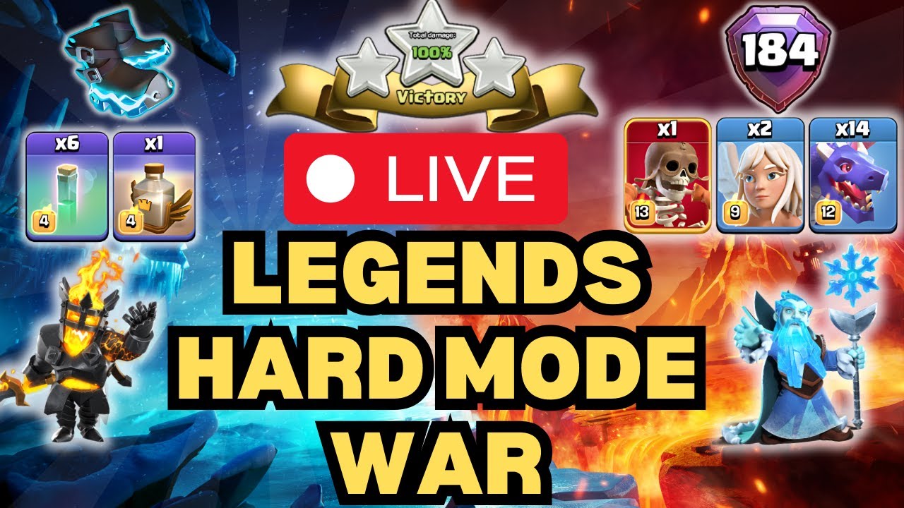 LIVE Legend Attacks and HARD MODE War in Clash Of Clans
