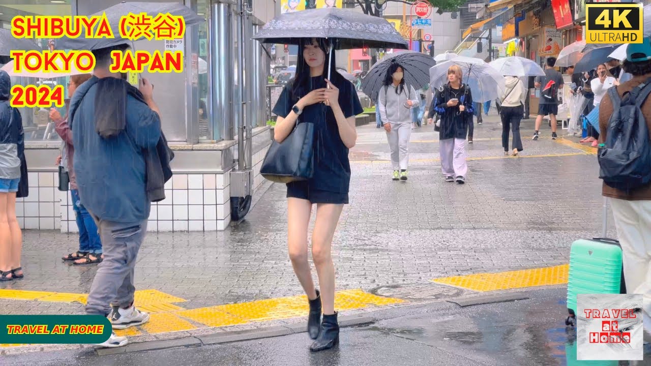 4k hdr japan travel 2024 l Rainy day Walk in Shibuya (渋谷) Tokyo | Relaxing Natural City ambience