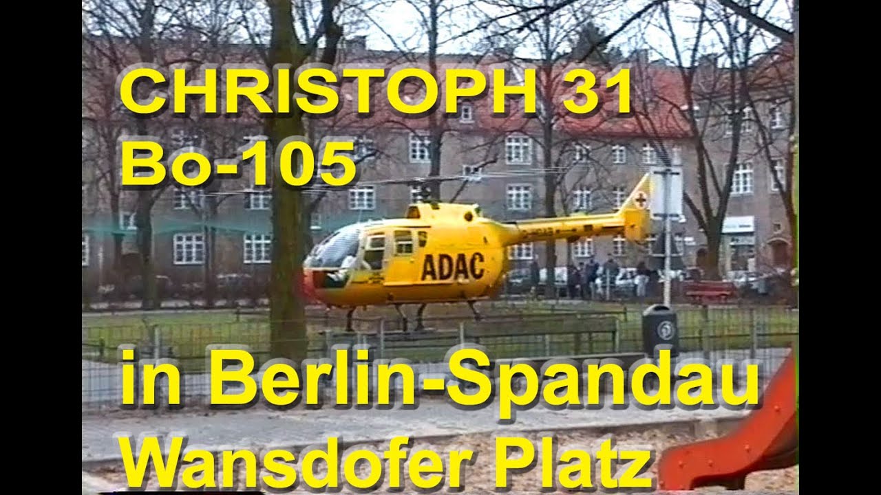 Christoph 31 Bo 105 D-HGAB Start in Berlin Spandau auf dem Wansdorfer Platz