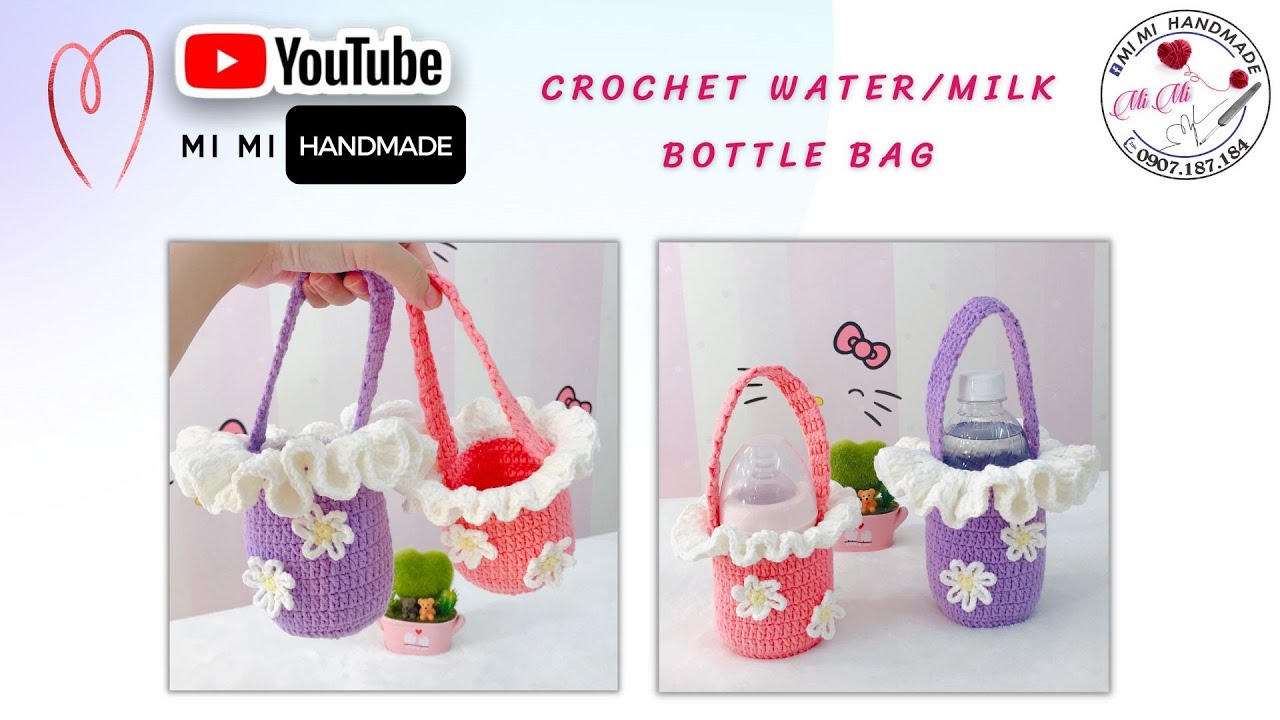 Móc Túi Đựng Bình Nước Siêu Dễ Thương 💧 | Easy Crochet Water Bottle Holder Tutorial | Mimi Handmade