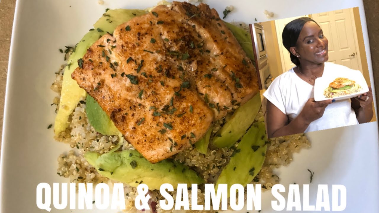 QUINOA SALAD WITH GRILLED SALMON & AVOCADO😍 (MUST SEE)