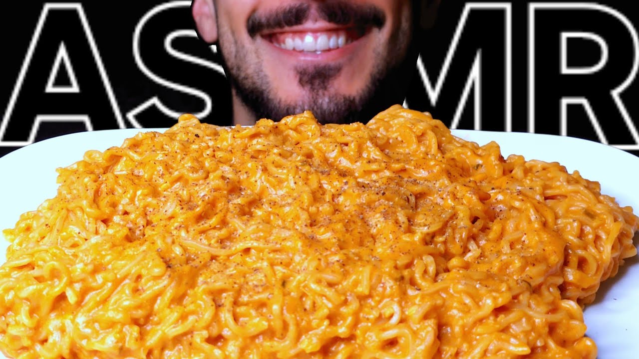 ASMR CREAMY RAMEN PESTO ROSSO NOODLES (EATING SOUNDS) NO TALKING MUKBANG