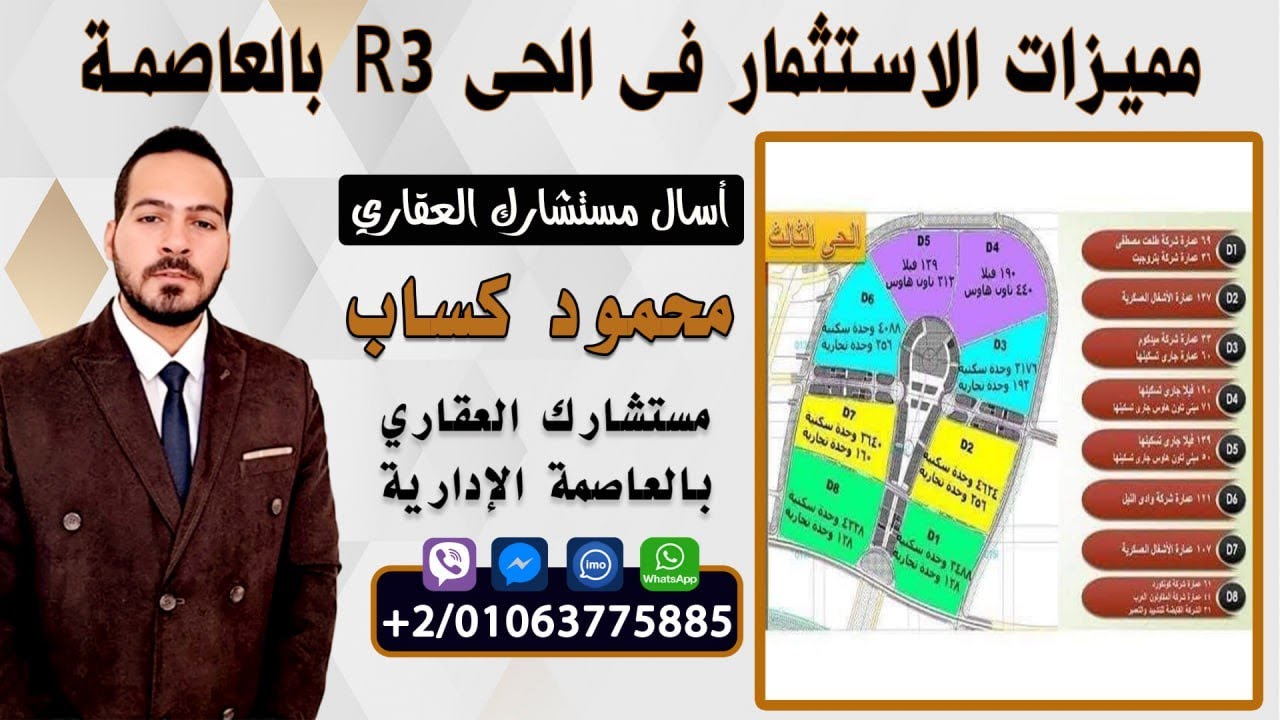 مميزات الاستثمار فى الحى السكنى R3 بالعاصمة الادارية الجديدة New Capital Egypt