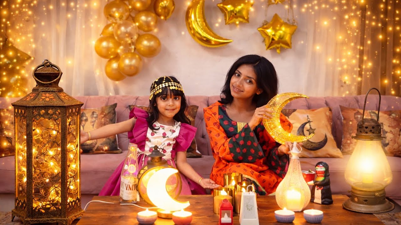 تجهيزات رمضان 🌙زينا البيت بالفوانيس ميلا ومايا لبسو لوك رمضان ⭐️😍 #عائلة_ميمي #شفا