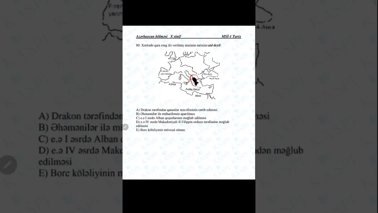 Tarix 10-cu sinif, II və III qrup üçün MSİ-1 imtahan tapşırıqlarının izahı