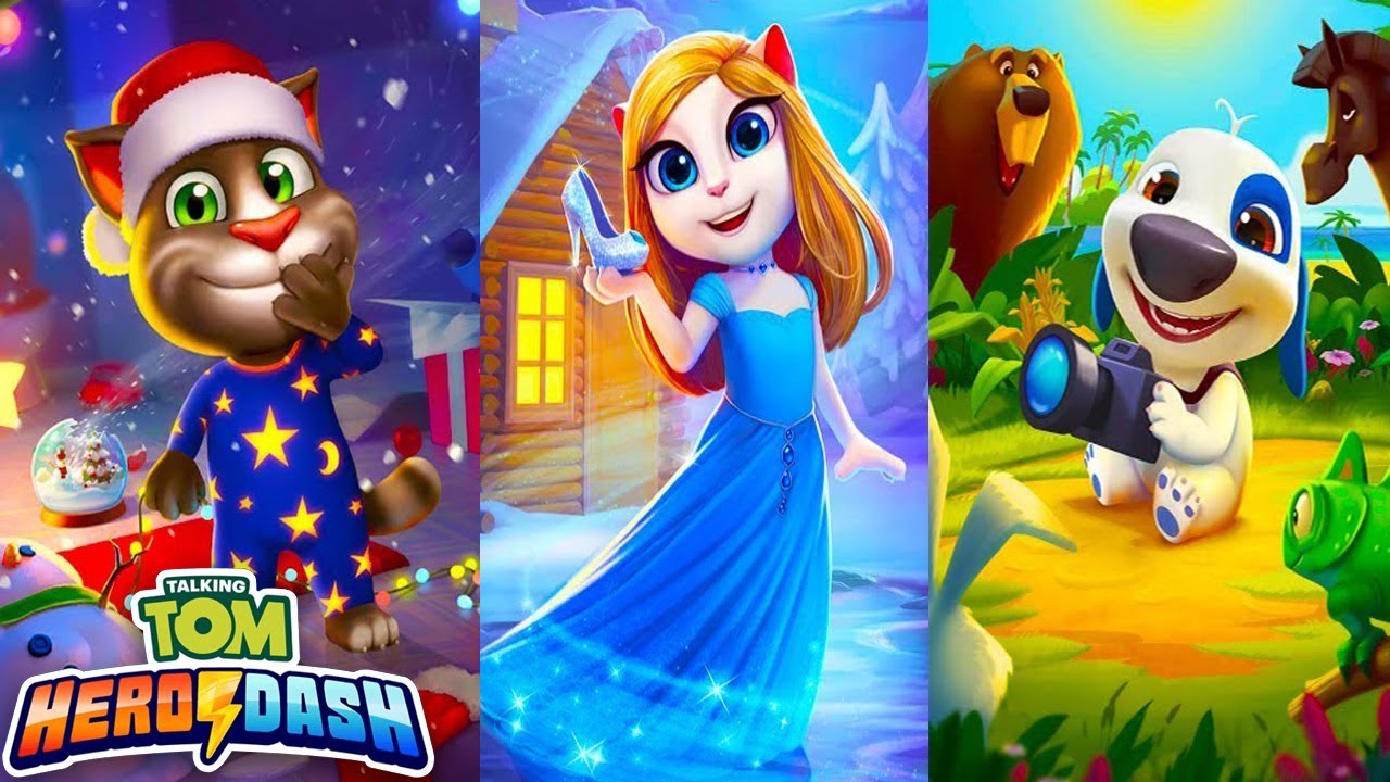 Talking Tom Hero Dash Christmas Update - Laser Ship And Jet Bike Gameplay
