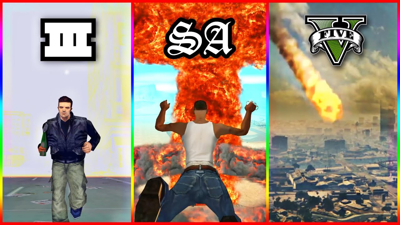 ATOMIC EXPLOSIONS😱 in GTA Games | Nuclear Bomb🎇 Nuke