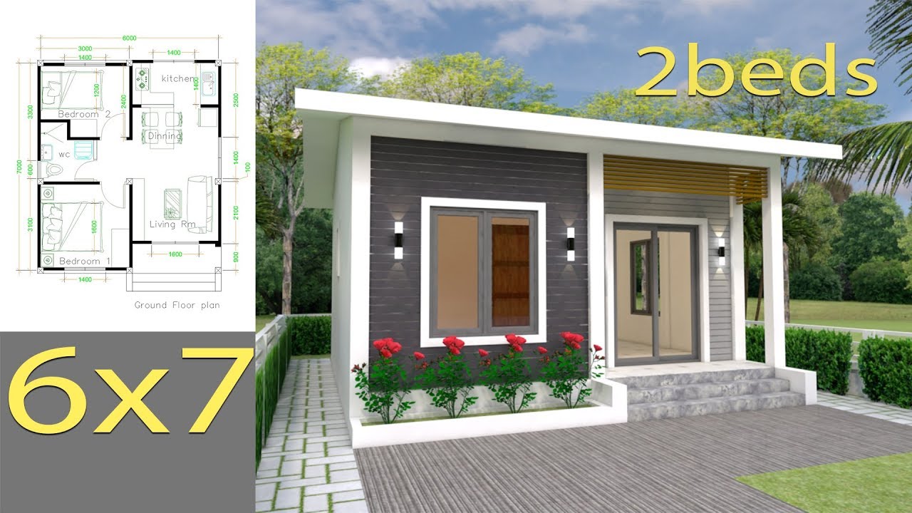 House Plans 6x7m with 2 bedrooms Full Plans