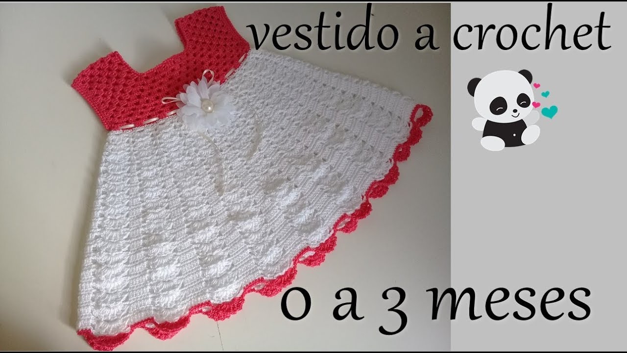 vestido a crochet para bebe -0 a 3 meses