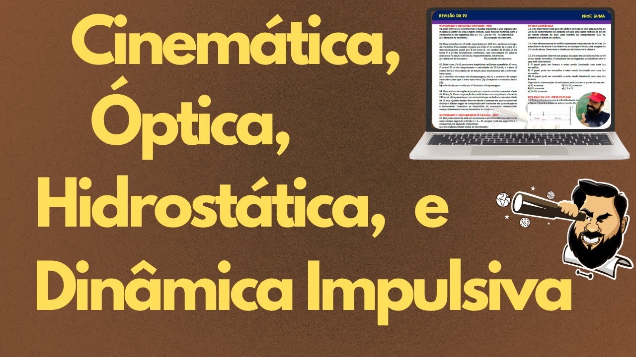 Revisão - Exercícios de Cinemática, Óptica, Hidrostática e Dinâmica Impulsiva.