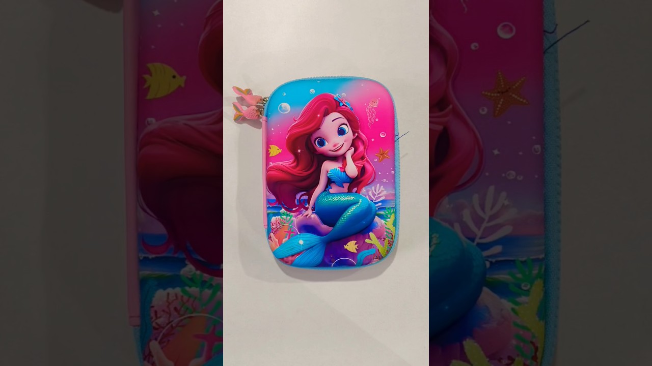 Cute mermaid theme pencil case with fancy stationery #pencilbox #schoolsupplies #stationery #cute