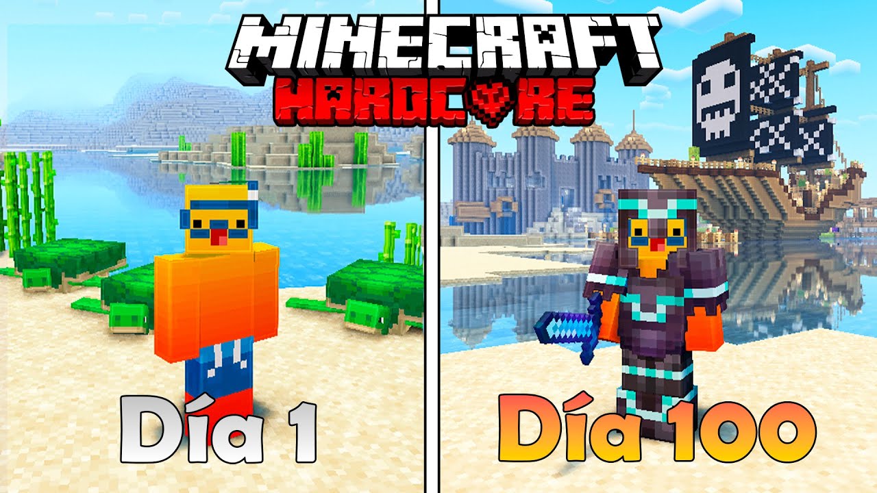 SOBREVIV&Iacute; 100 D&Iacute;AS en UN MUNDO SOLO DE PLAYAS en MINECRAFT HARDCORE