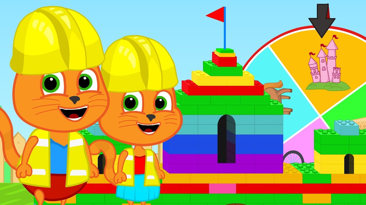 Cats Family in English - I'm building a castle out of lego parts Cats Cats Cartoon for Kids