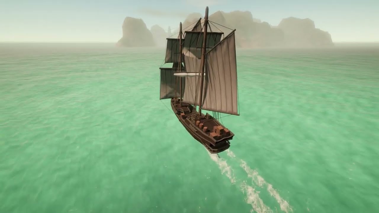 Sailwind -  Jack Brig sailing into Dragon Cliffs for the first time in eastern entrance