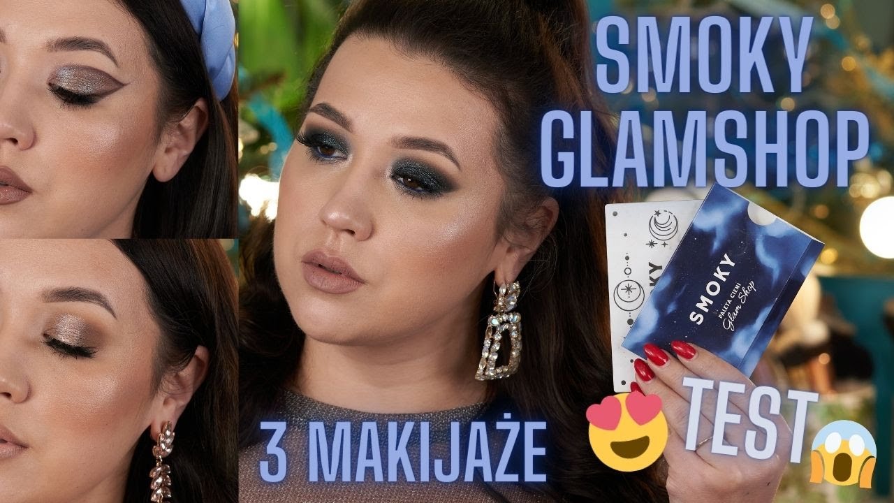 TEST || 🖤 PALETA SMOKY 🖤| GLAMSHOP | 3 MAKIJAŻE | wszystkie cienie | 4K