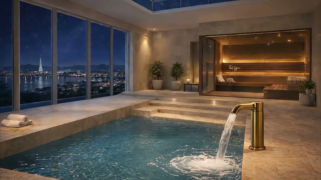 A Relaxing Bath at a Luxury Spa with a Stunning City View