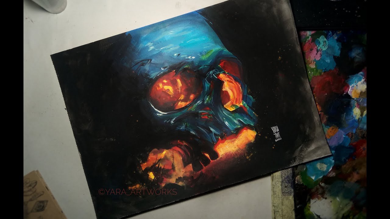 Turquiose Skull #acrylicpainting