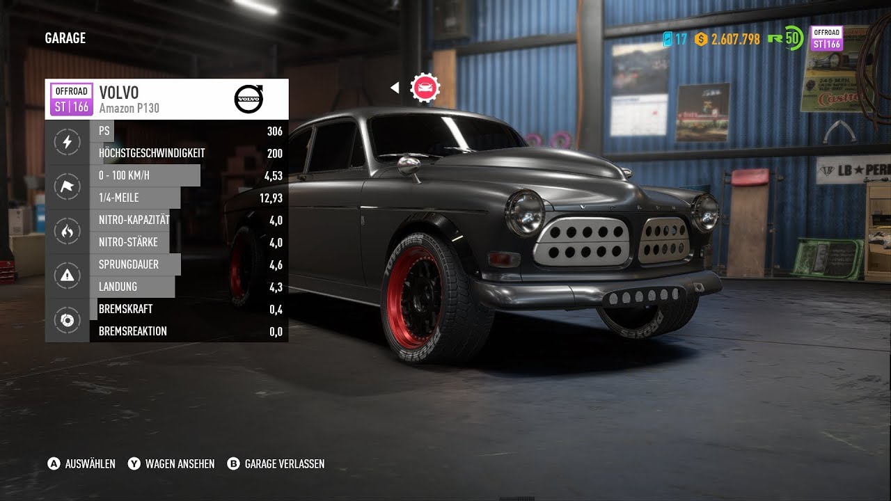 Need for Speed Payback VOLVO AMAZON P130, Standort, Verfolgung, Styling & Optiktuning