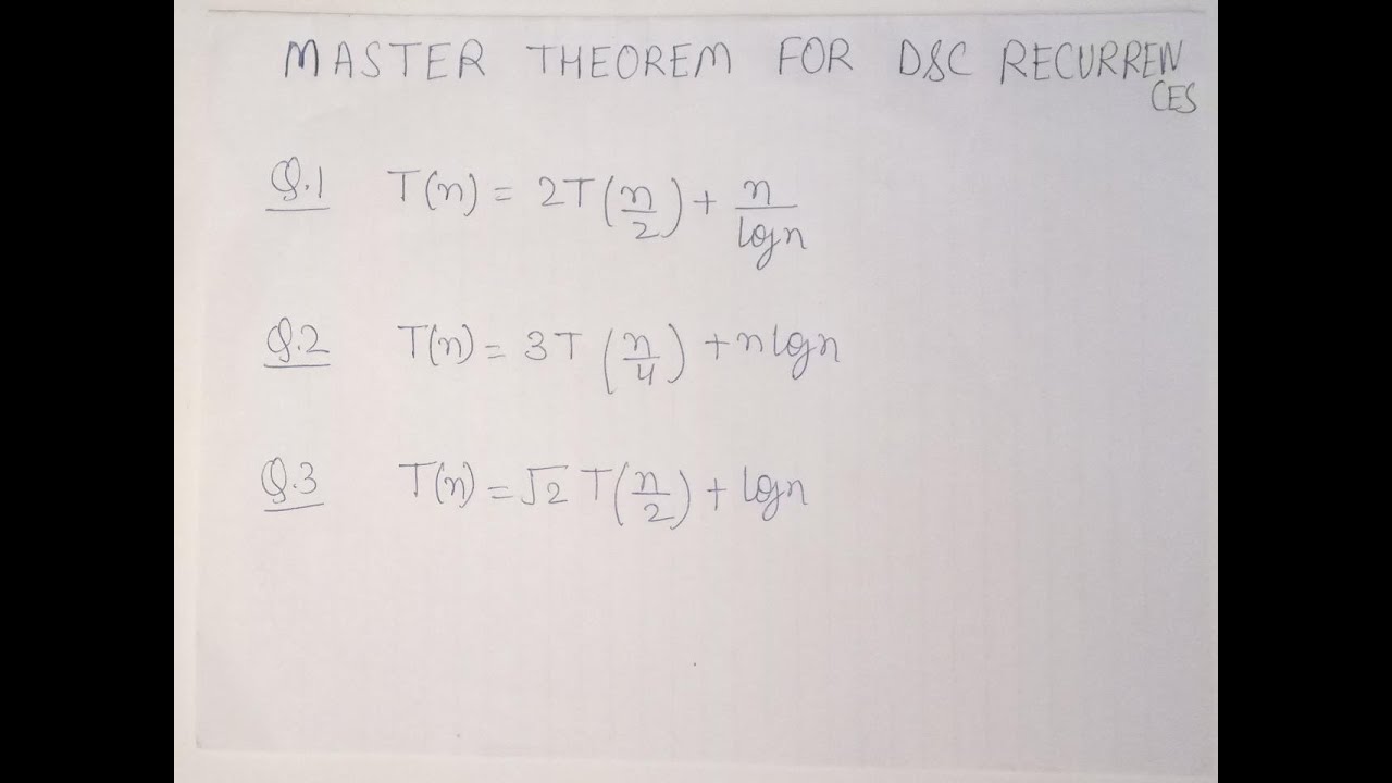 MASTER RECURRENCE RELATION FOR DIVIDE AND CONQUER | ALGORITHMS | SOLVING RECURRENCE RELATION | Jatin