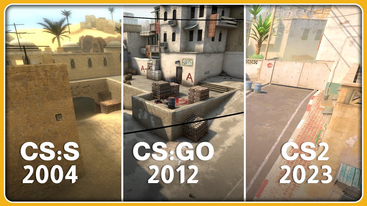 Dust 2 Сравнение карт CS: Source, CSGO, CS2