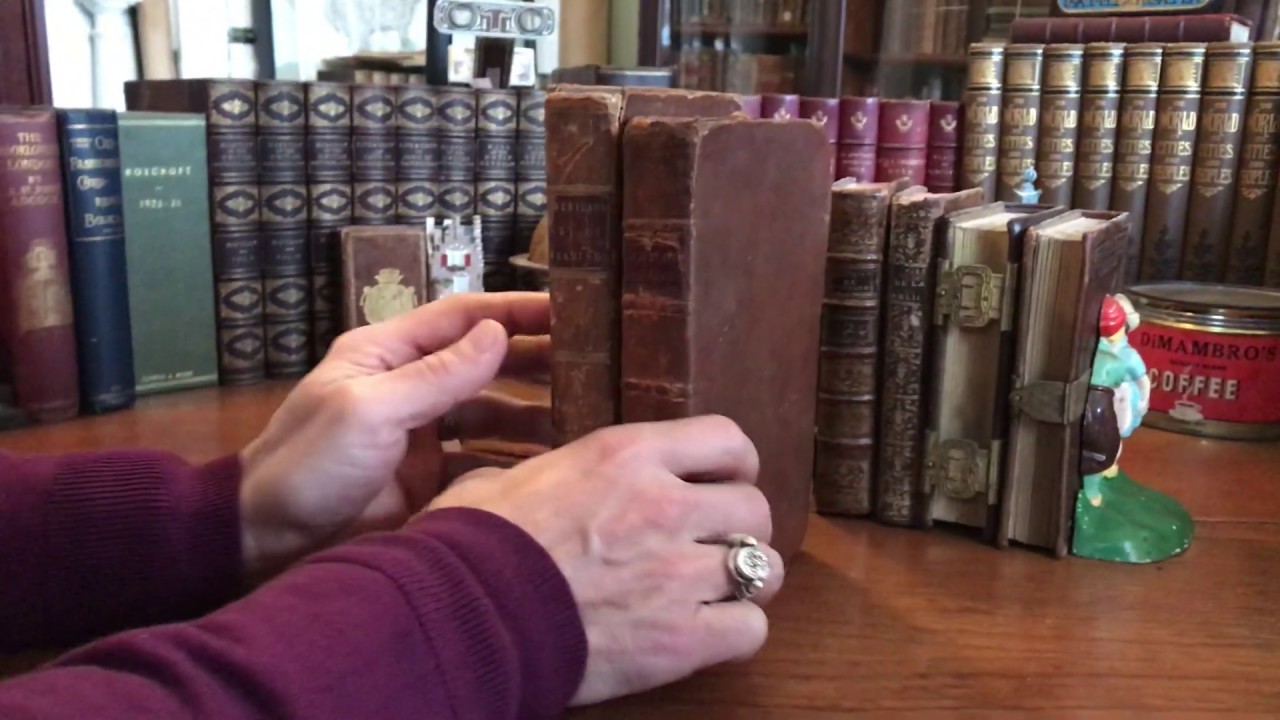 Reading Speaking Correctly 18th Century 2 leather books 1780s Newburyport London