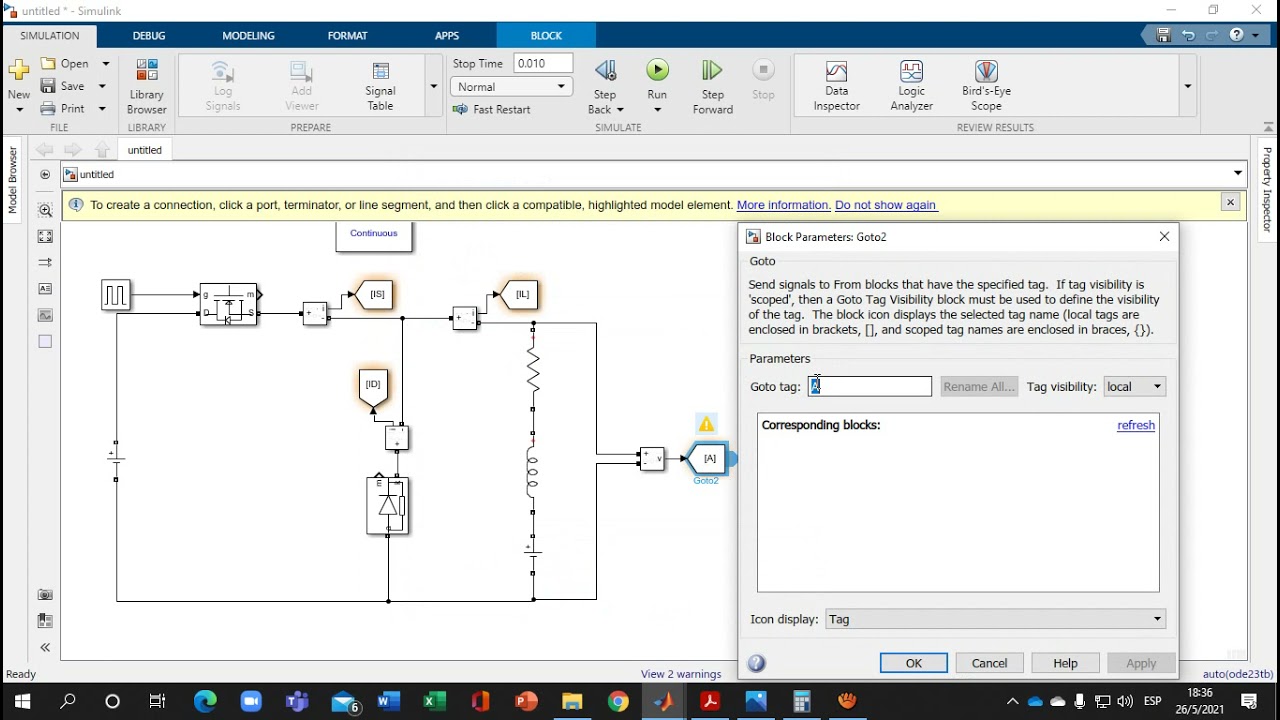 Troceador clase A simulado en Simulink