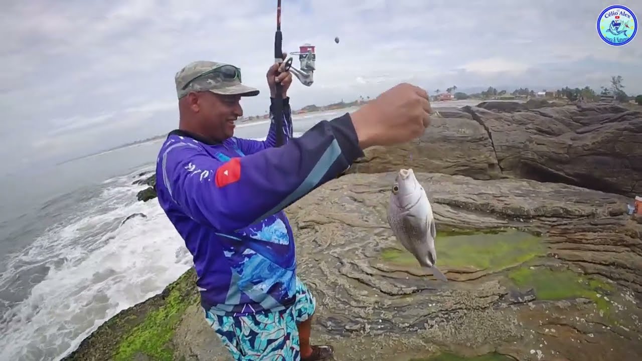 PESCA DE COSTÃO!! - CÉLIO ALEX E OS BROTHERS DA PESCA EM ITANHAÉM...