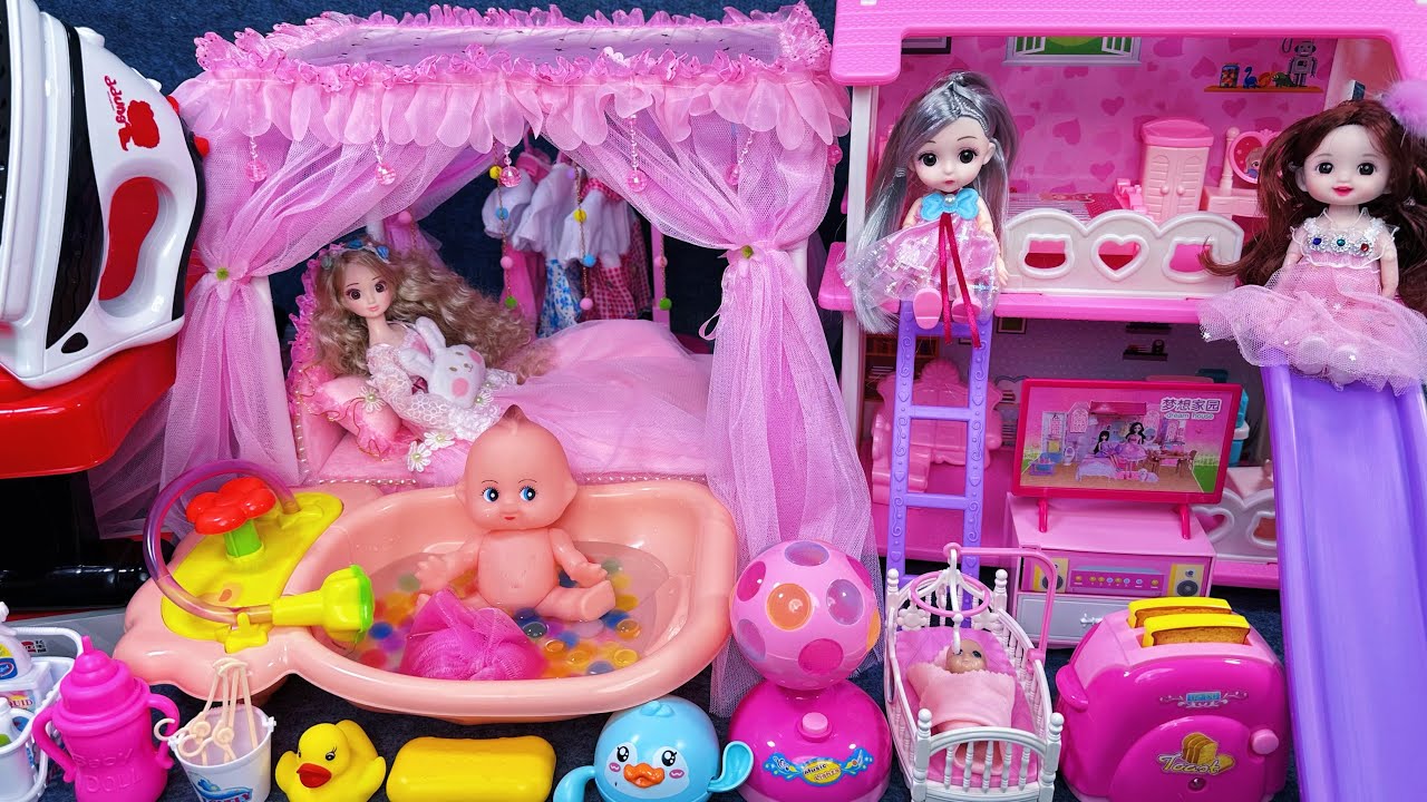 13 Minutes Satisfying with Unboxing Cute Princess House and Bedroom Bed Playset ASMR | Review Toys