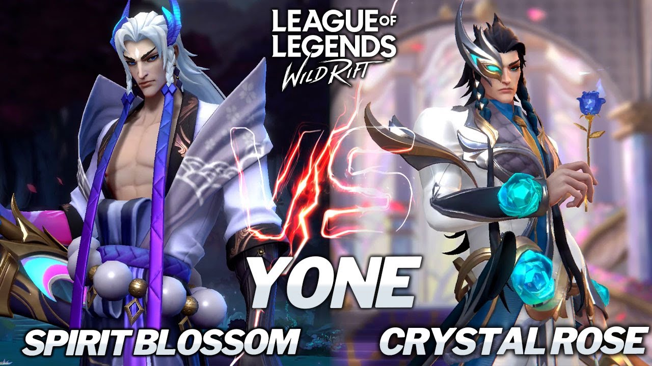 Spirit Blossom Yone VS Crystal Rose Yone Skins Comparison Wild Rift