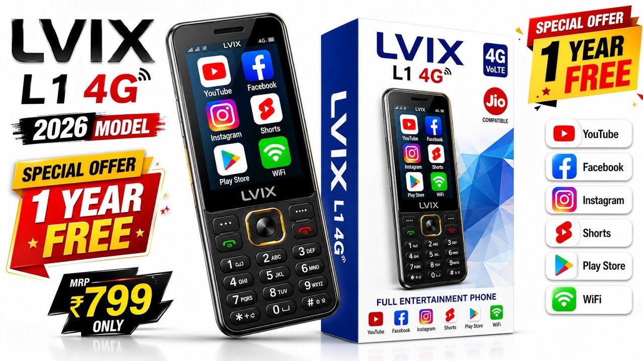 Best 4G Phone 2026⚡LVIX L1 4G unboxsing⚡Jio Phone f320b unboxsing⚡ new 4G keypad phone 2026