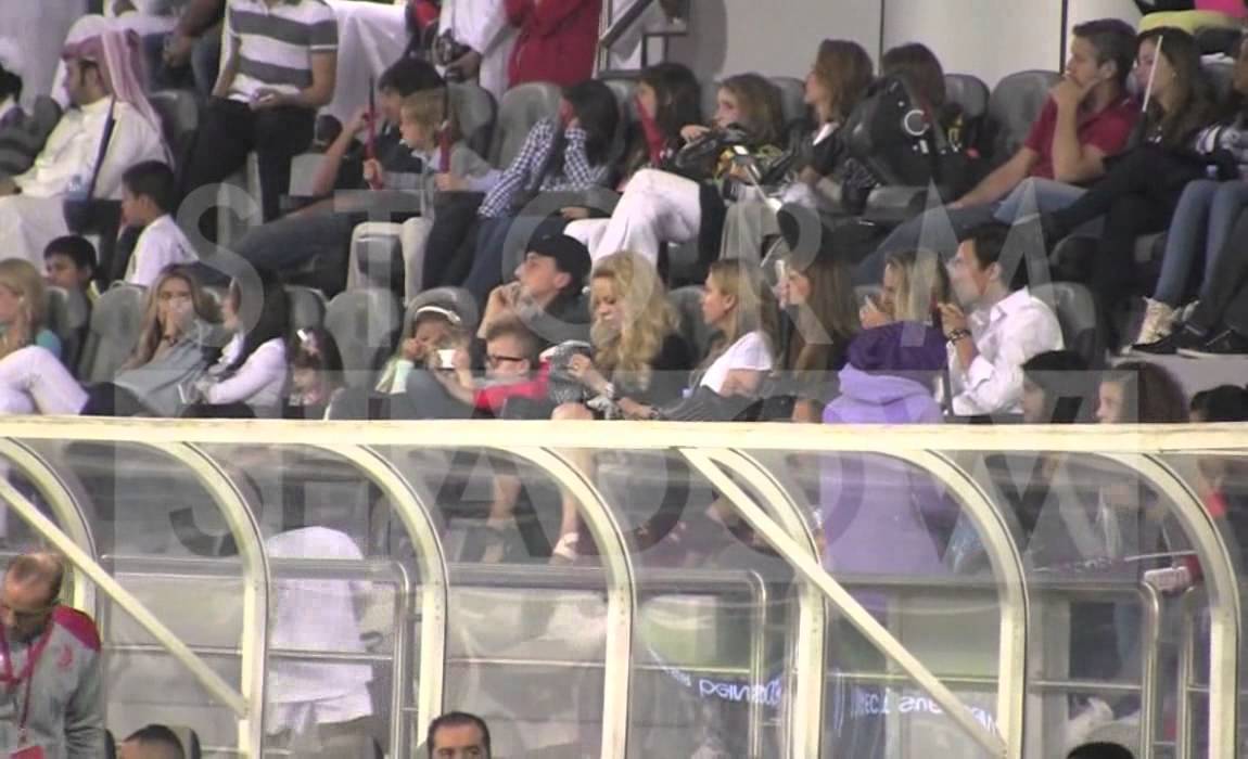 Swedish PSG Player Zlatan Ibrahimovic, his wife and his kids attends Exhibition game in Quatar