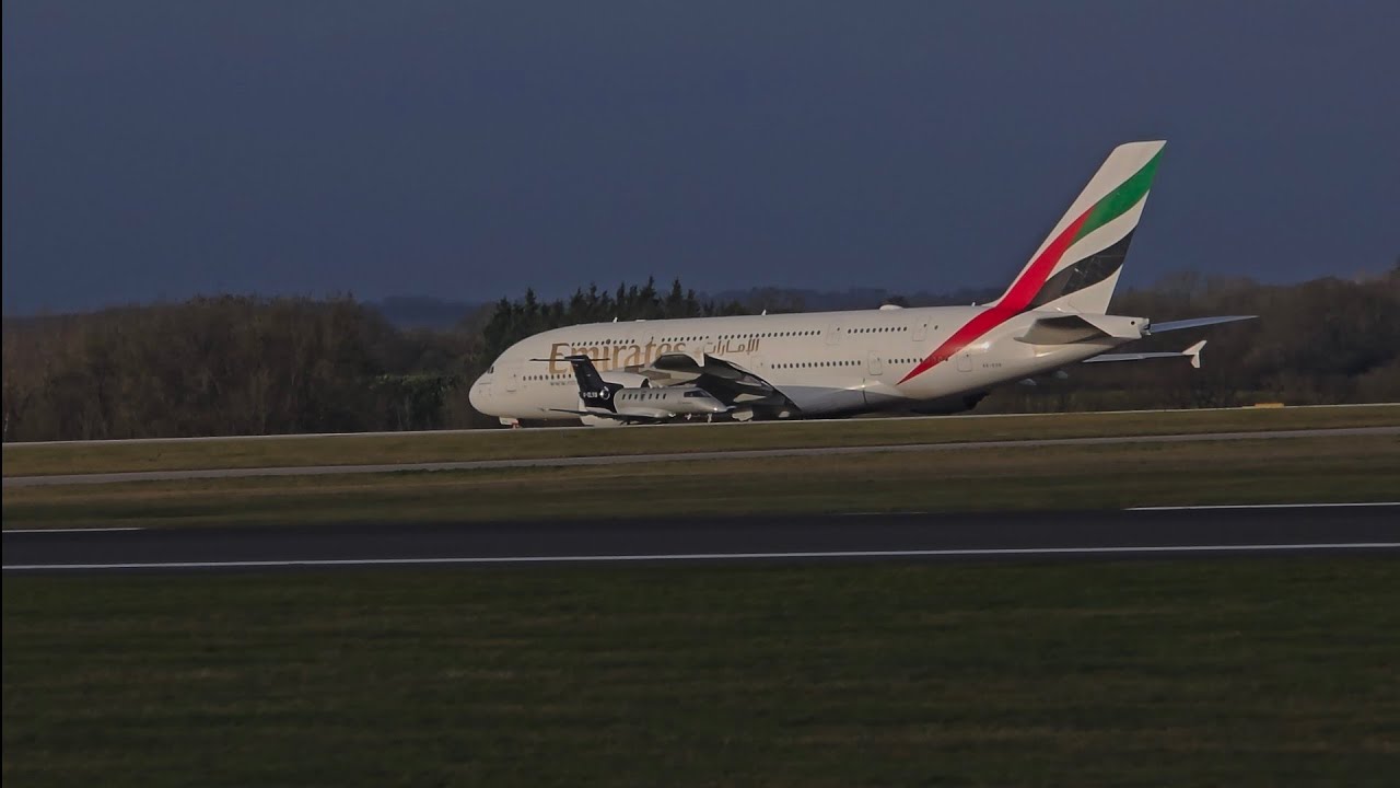Emirates A380 departure (Manchester Airport)