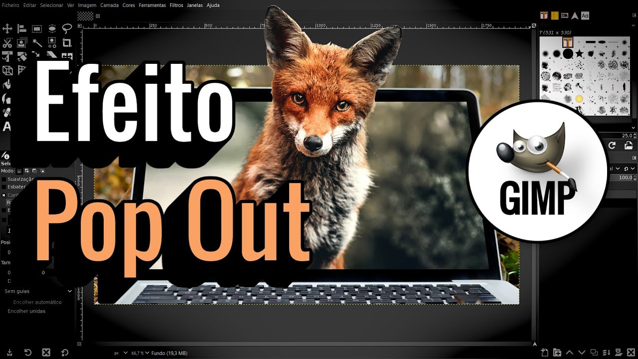 Pop Out com 3 exemplos, no GIMP