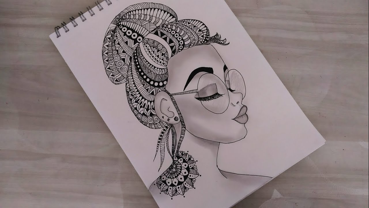 How to draw Mandala art of a girl | Zentangle art | Doodle art | step by step | For beginners