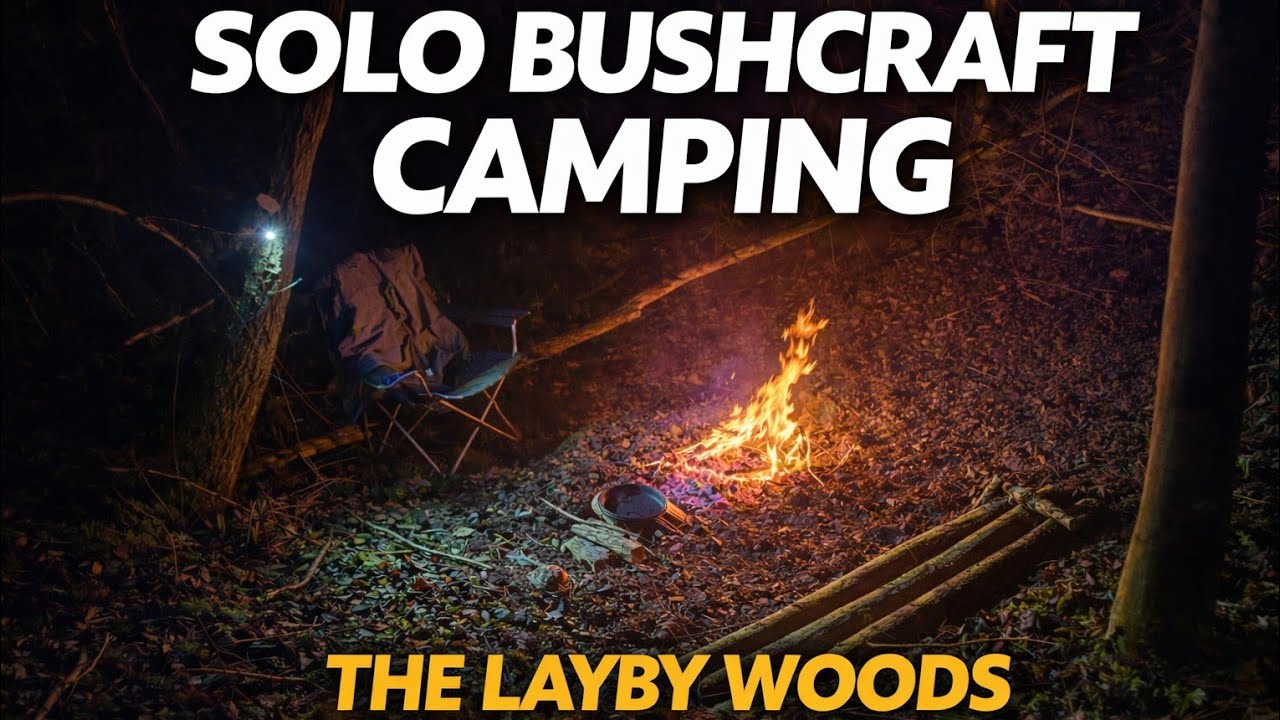 Solo bushcraft camping the layby woods