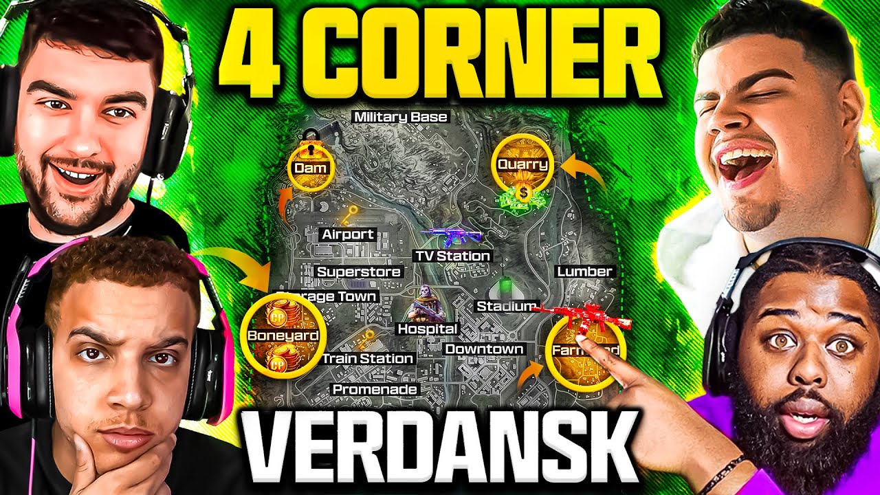 The 4 CORNER CHALLENGE in NEW Warzone Verdansk!