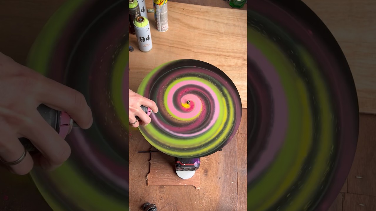 Spray vibrant colours on rotating painting #sprayart #art #artist #bright #vibrant